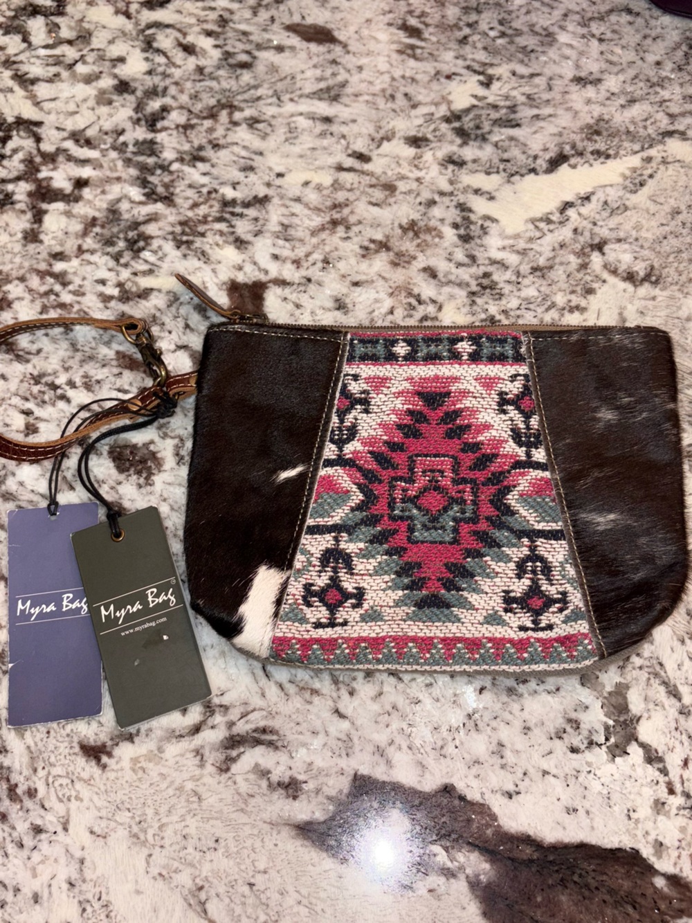 MYRA BAG WRISTLET leather and cotton new with tag